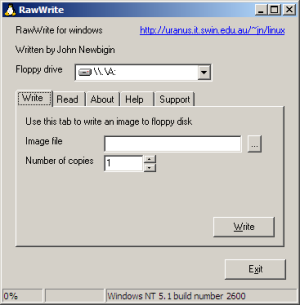 フロッピーディスクイメージファイル作成・復元 RawWrite