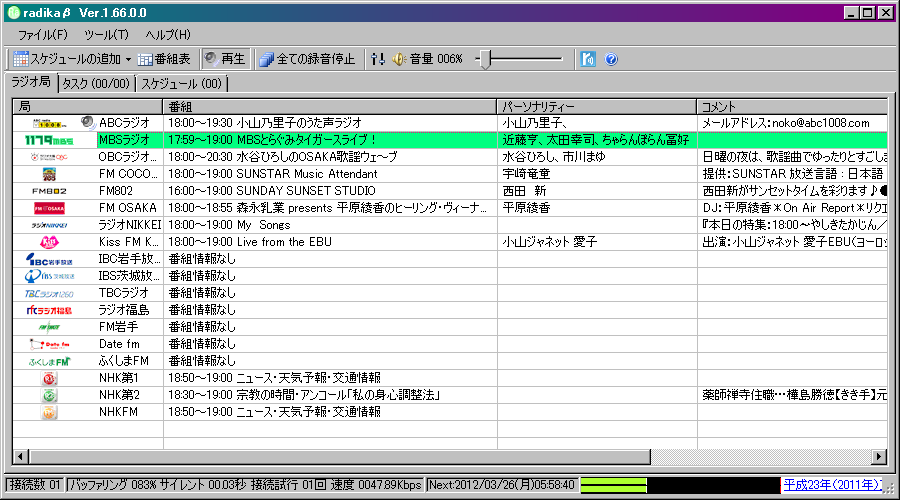 録音もできるインターネットラジオ Radika
